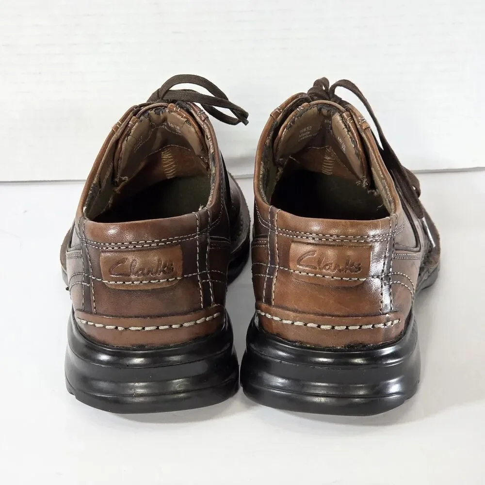 Clarks Men's Size 8M Brown Leather Oxford Comfort Shoes Lace Up Casual Walking